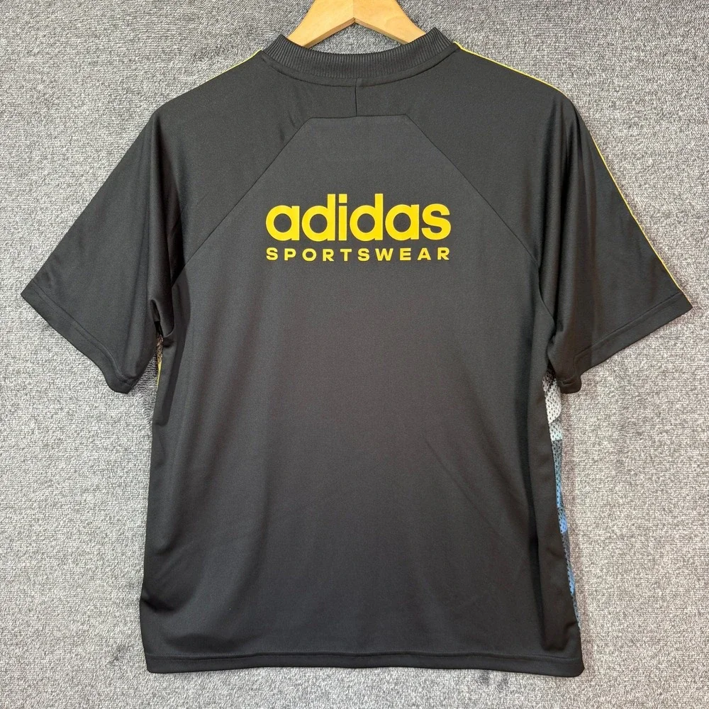 Adidas Sportswear Jersey Mens M Multicolor Mesh Camo Black Yellow Short Sleeve